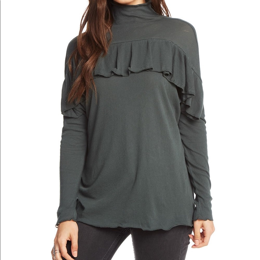 Chaser- gauzy cotton funnel neck dolman sleeve NWT